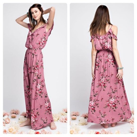 NWT GAUZE RUFFLED FLORAL MAXI DRESS - Picture 3 of 3